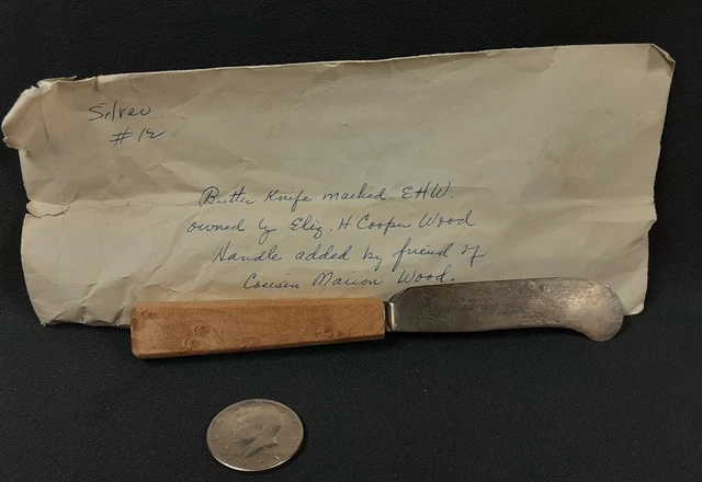 18th Century Rev War Butter Knife EHW Silver Elizabeth Wood Mounted 1780-1800