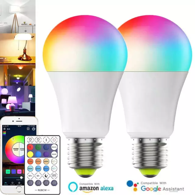 Smart WLAN LED Glühbirne E27 Dimmbar RGB 7W 10W Kompatibel mit Alexa Google Home