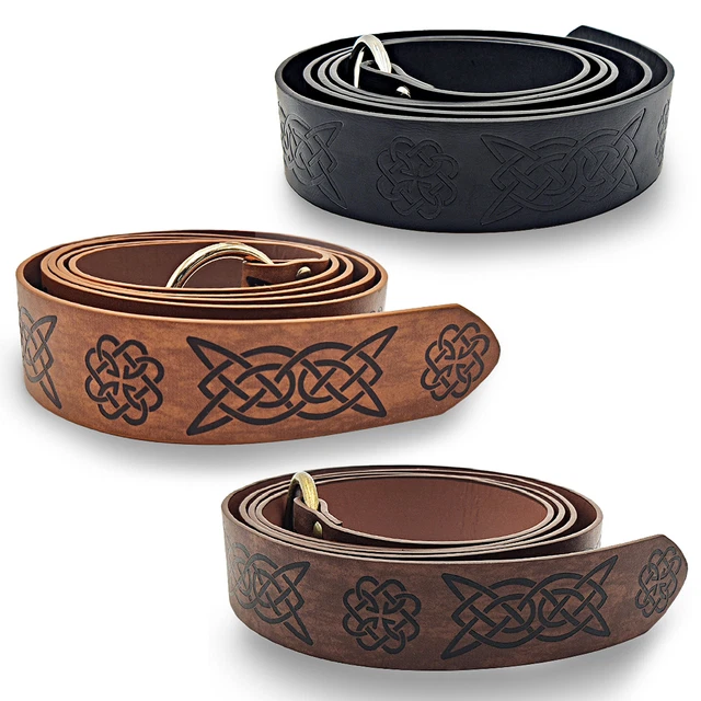 Embossed Retro Medieval Viking Knight PU Leather Waist Belt Cosplay Costume