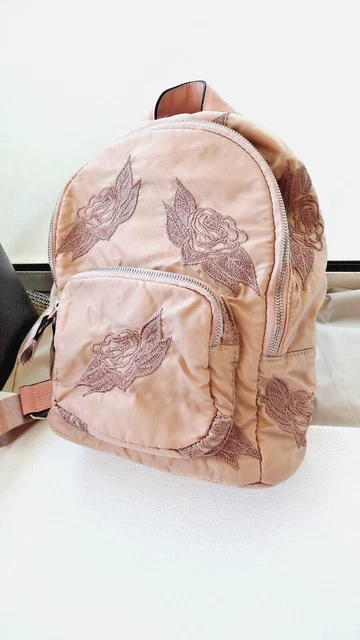 SAC A DOS beige rose poudré Zara Brodé Fleurs anses Réglables