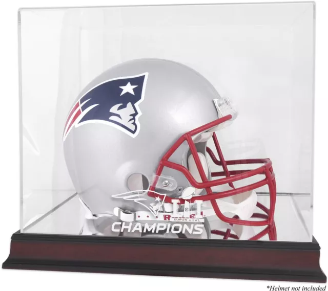 New England Patriots Super Bowl LI Champs Mahogany Helmet Logo Display Case