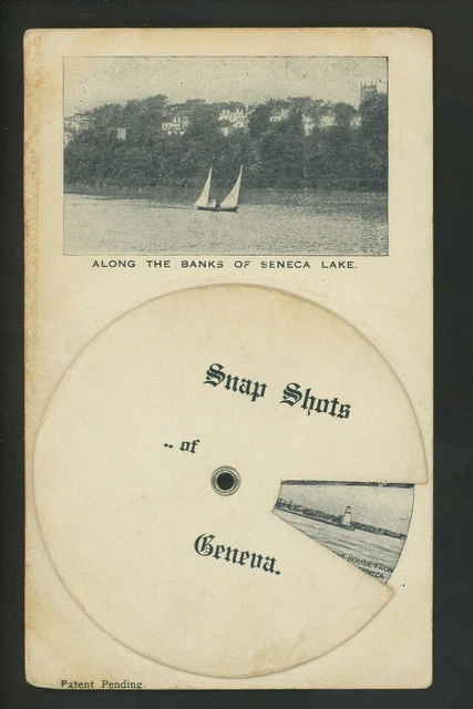New York NY postcard Geneva Seneca Lake views w/ Novelty Dial Wheel Vintage
