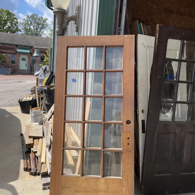 An 686 antique Oak flat glass entrance door 36 x 79. 25