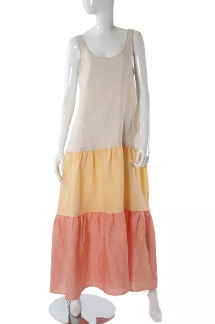 Lisa Marie Fernandez Women's Linen Tangerine Tiered Maxi Dress NWT