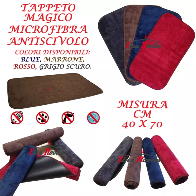 Tappeto Magico Microfibra Zerbino Fondo Pvc Antiscivolo:40X70 Cm  Visto In Tv