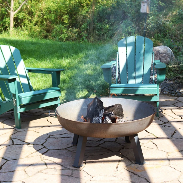 34 in Rustic Cast Iron Fire Pit Bowl with Stand - Steel by Sunnydaze 2