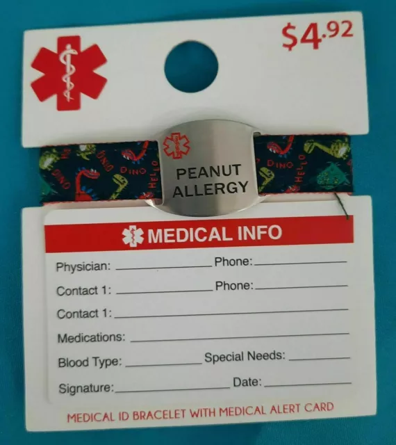 Medical-Alert ID Bracelet Emergency First Aid Cloth Wristband Peanut Allergy 01