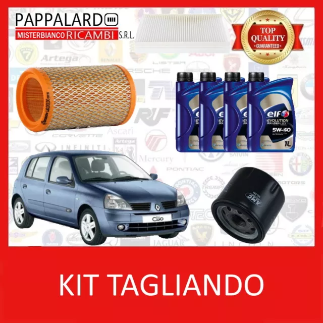 Kit Tagliando 3 Filtri + 4 Lt Olio Elf 5W40 Renault Clio Ii 1.2 Benzina - Gpl