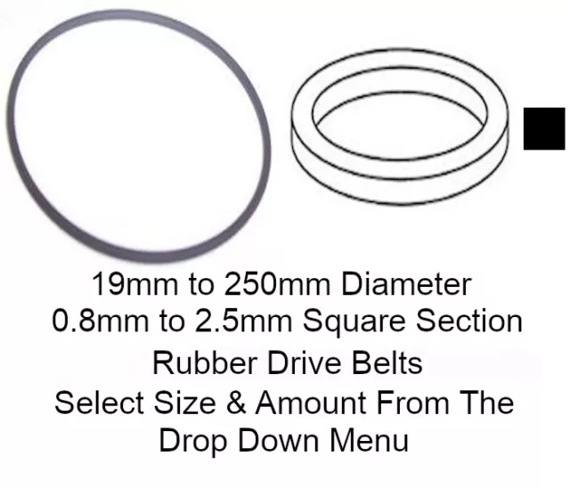 Rubber Drive Belts Square Type For Tape Deck Cd Dvd Hi-Fi Vcr Multi-Listing Item