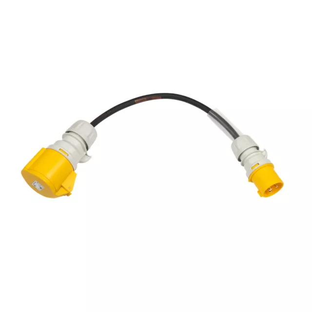16Amp Plug to 32Amp Socket 0.5M - 20M 110V HeavyDuty Adaptor  IP44 16-32 Yellow
