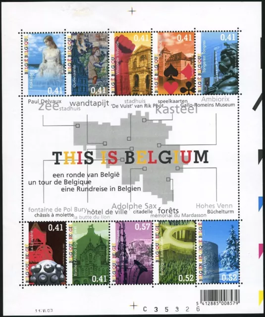 Belgium 1962 aj sheet, MNH. Tourism, 2003. Paintings by Paul Delvaux, Tapestry,