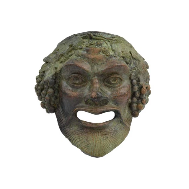 Dionysus Bacchus mask wall Sculpture Ancient Greek Handmade Plaster Statue 26cm