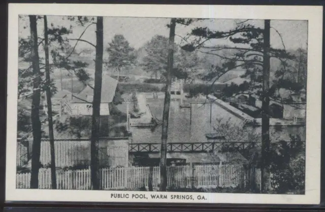 Postcard WARM SPRINGS Georgia/GA  Public Swimming Pool Aerial view 1930's