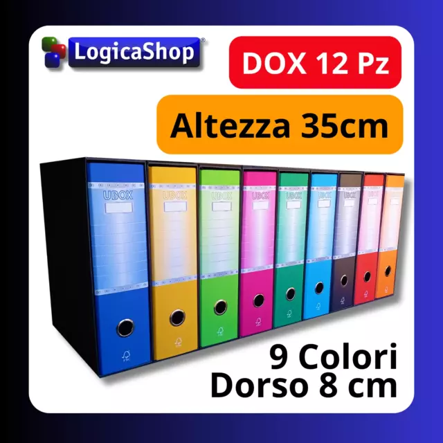 LogicaShop ® UBOX SET 12 RACCOGLITORI AD ANELLI A4 CON CUSTODIA – CLASSIFICATORI