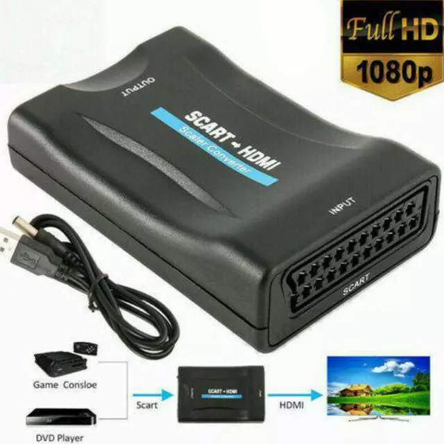 HD 1080P PERITEL HDMI Vidéo Audio Convertisseur Haut de Gamme Adaptateur TV DVD