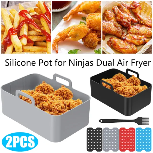 Cheap Air Fryer Silicone Pan, 1/2Pcs Air Fryer Silicone Liner for Ninja  Foodi AF300UK, Reusable Silicone Air Fryer Basket