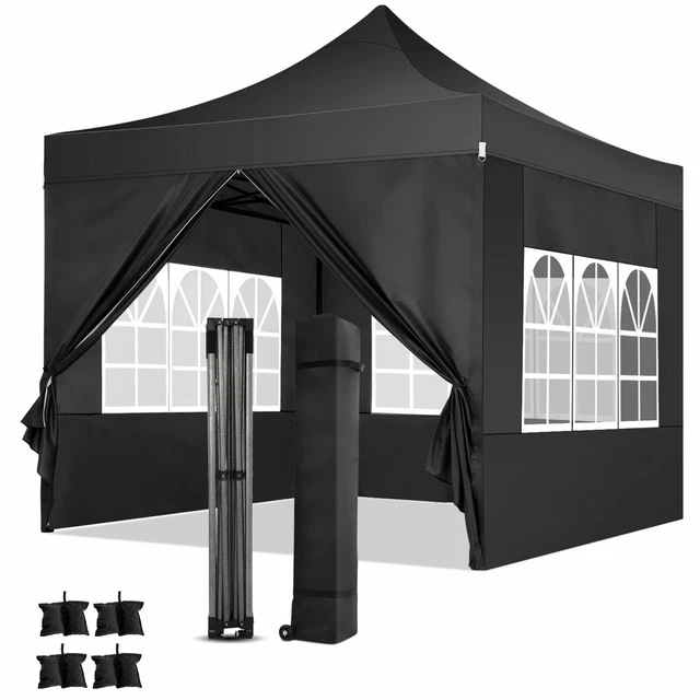 Pavillon 3x3m Pop up Gartenpavillon Wasserdicht Pavillion UV-Schutz Faltbar Zelt