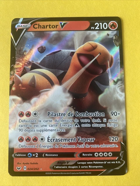 Chartor CARTE POKÉMON CHARTOR V - Épée et Bouclier 024/202 - FR Neuve EUR 2,00 ...