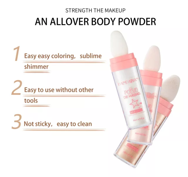 Fairy Powder Highlighter,1/3Pcs High-gloss Stick 3D Makeup Face&Body Brightening 3