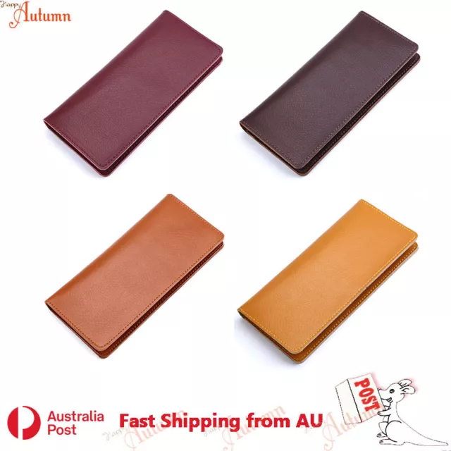 Premium Genuine Real Leather Women Wallet Card Thin Soft Long Bifold Purse Coin
