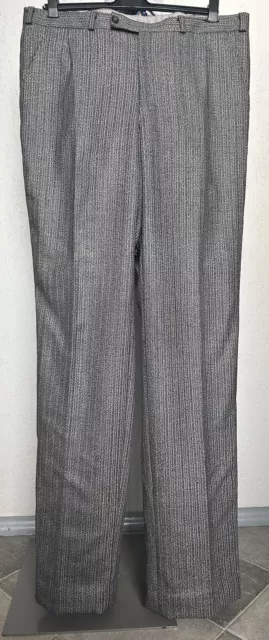 1960s 1970s Vintage Men’s Bespoke Grey Striped Tweed Trousers European 35x38 L