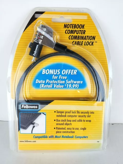 NEW Fellowes Notebook Computer Combination Cable Lock #99432 New in Package