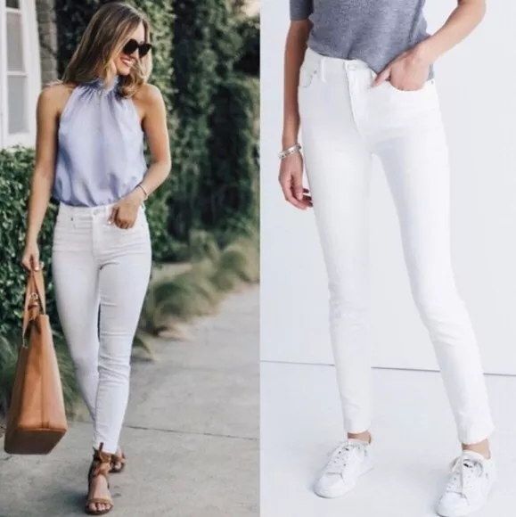 Madewell Jeans Womens 24 White 9" High Rise Skinny Stretch Denim