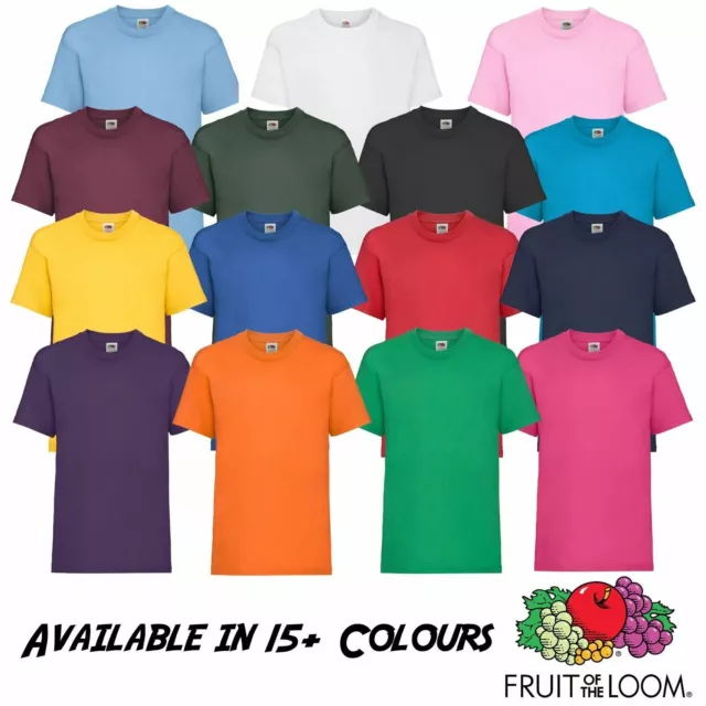Fruit Of The Loom Boys Girls Kids T Shirts Cotton Plain Short Sleeve Tee Shirt