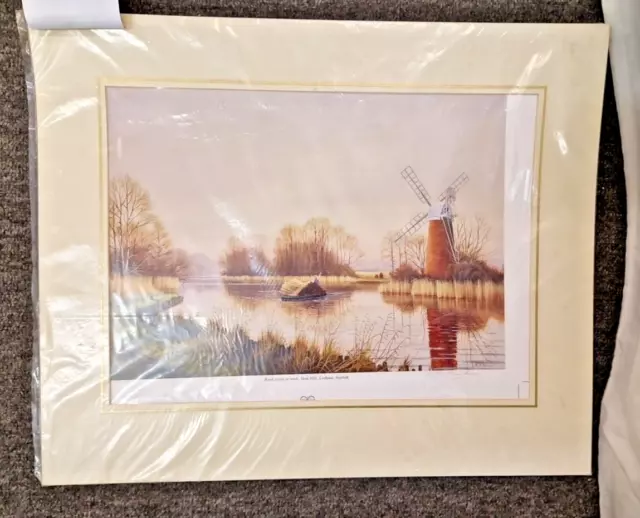 Signed Broads Print Reed Cutter At Work How Hill Ludham Norfolk S F Clarke