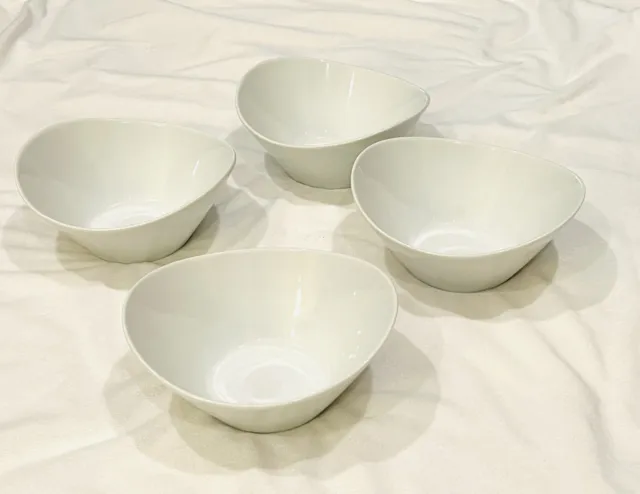 White Porcelain Wavy  Bowls 8x7.5x3 Serve Bowls , Set of 4