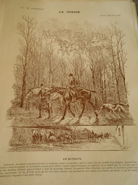 LA CHASSE EN retraite dessin inédit de Crafty Print Art Déco 1907 EUR ...