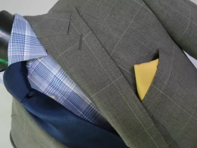 Mint J Crew Ludlow Pencil gray hopsack weave window pane peak lapel suit 40 R 2