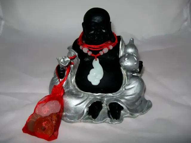 FSH111 Feng Shui Fo Xiang Buddha with Jade RuYi, Red Bag Lucky Stones 15cm 2023
