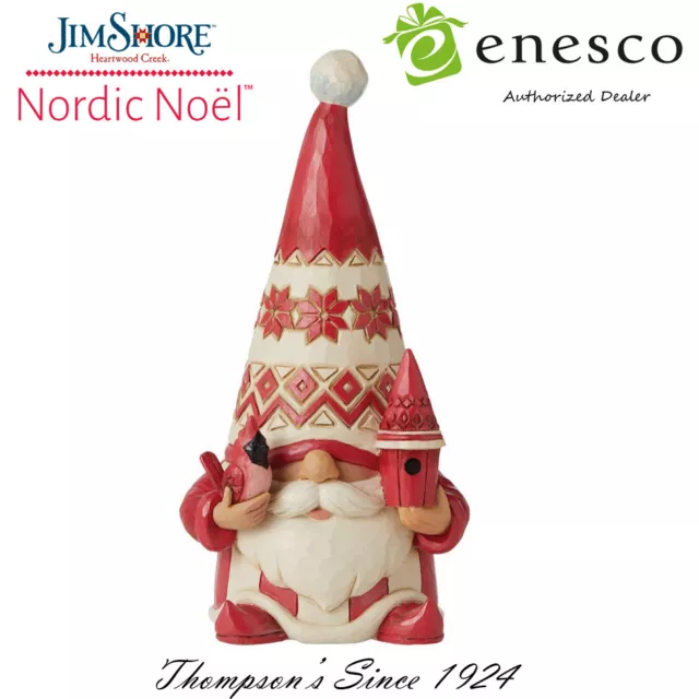 Jim Shore Heartwood Creek Nordic Noel Gnome with Cardinal Figurine 6010836