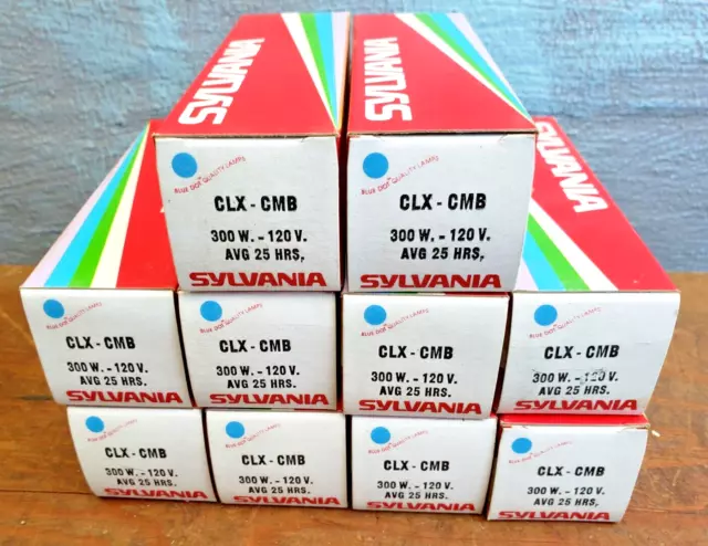 Lot of 10 CLX CMB projector lamp projection light bulb 120v 300w, NOS Sylvania