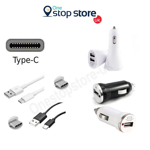 1/2 Port Chargeur Voiture USB Pour Samsung Galaxy S8 + Type C Câble A3 A5