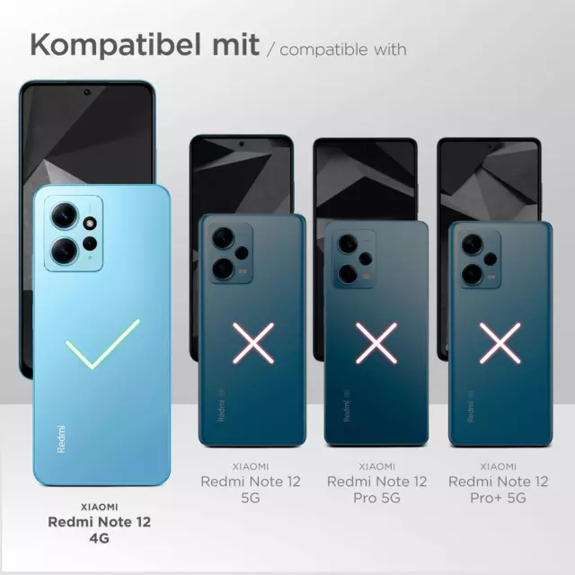 Handy Hülle für Xiaomi Redmi Note 12 (4G) Panzer Case Cover TPU mit Schutz Glas 2