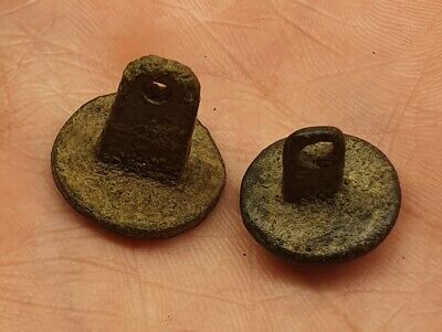 Two Nice Old Cast Bronze Buttons Drilled Shank 16/17th Century. Detector Finds