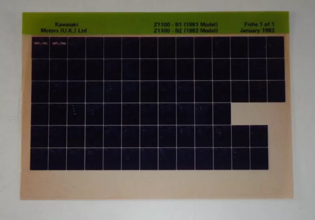 Microfiche Spare Parts Catalog Kawasaki Z 1100 B1/B2 Mj.1981/82 Stand 01/1982