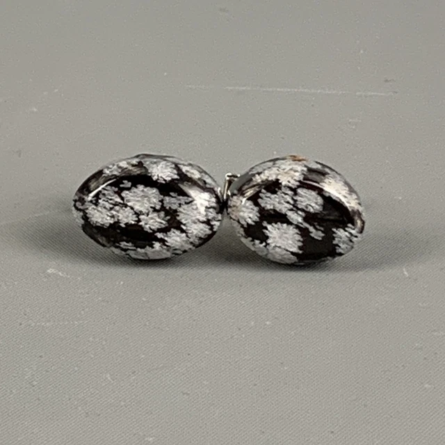 VINTAGE Grey Silver Marbled Cuff Links