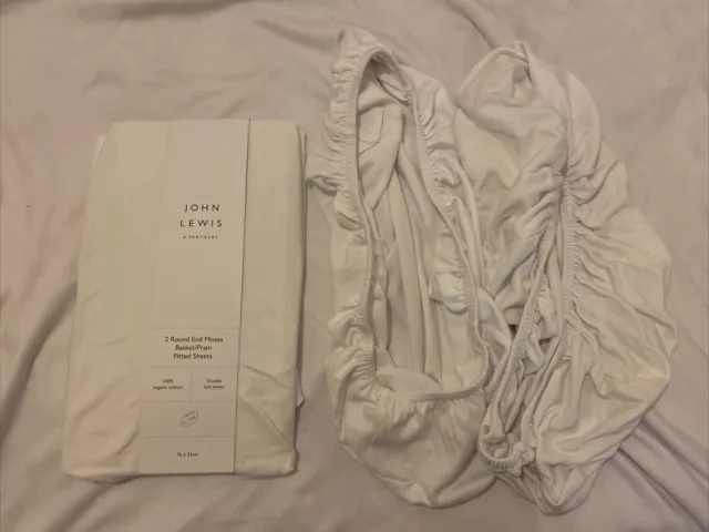 4 X White Moses Basket/ Pram Sheets 2x BNWT John Lewis 2 X Mamas&Pappas