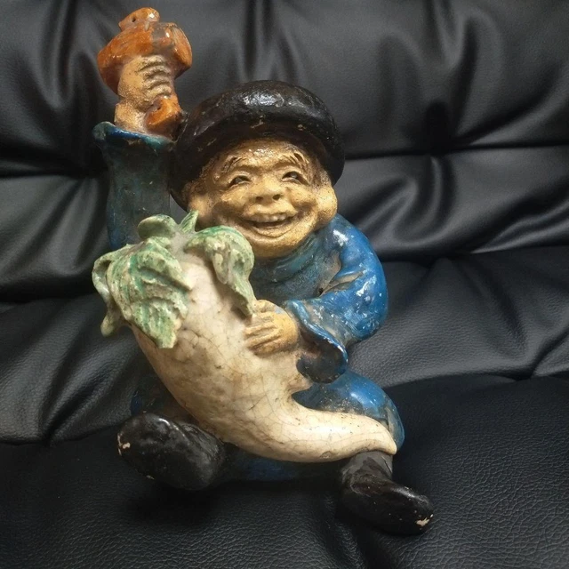 DAIKOKUTEN GOD Pottery Statue 7 inch MEIJI Era Japanese Antique Figurine Figure