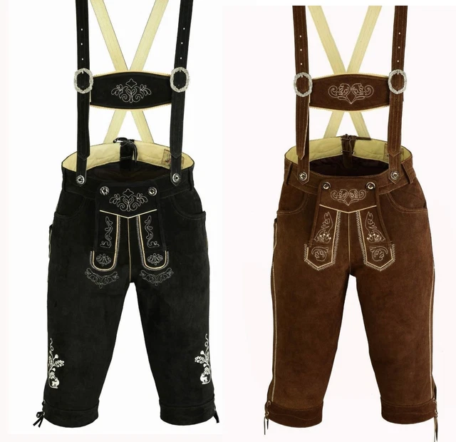 Herren Trachtenlederhose mit Träger Kniebund Tracht Hose Gr. 46 - 60 Oktoberfest
