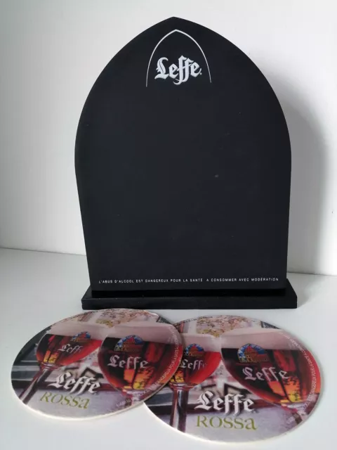 Porte menu bière LEFFE en bois + 5 sous-bock