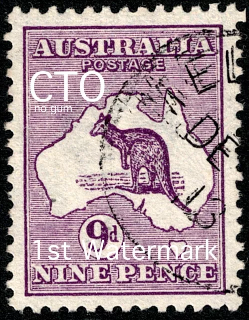 9d VIOLET 1st WMK KANGAROO: “CANCELLED-TO-ORDER" (NO GUM) - THE MELBOURNE PACKS