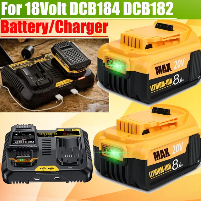 for Dewalt XR DCB182 18V 5.0Ah 6.0Ah 9.0Ah Li-ion Battery DCB184 DCB183 DCF880