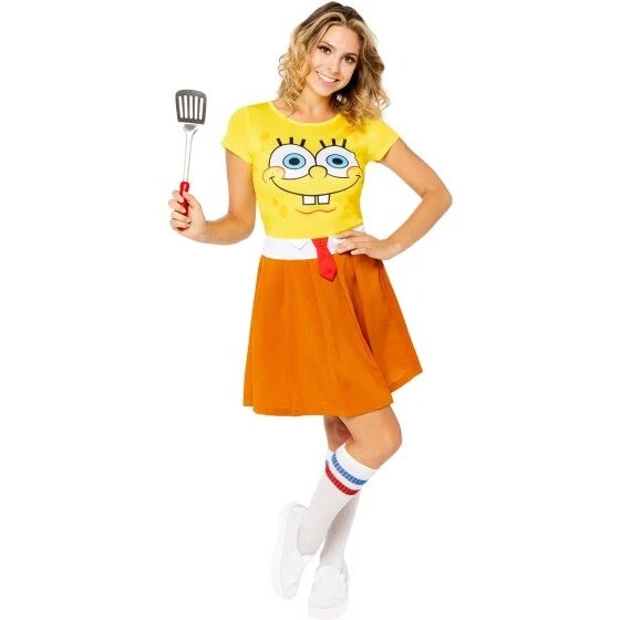 SpongeBob Womens Adult Costume Fancy Dress Up Costume Book Week Party Size 10-12
