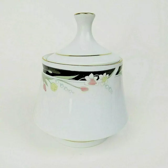 MICHELLE Crown Ming Fine China Jian Shiang Sugar Bowl w/ Lid Floral & Gold Trim