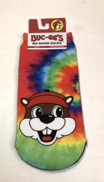 Buc-ee’s No Show Socks - Bucky The Beaver Mascot - Tie Dye Unisex, One size