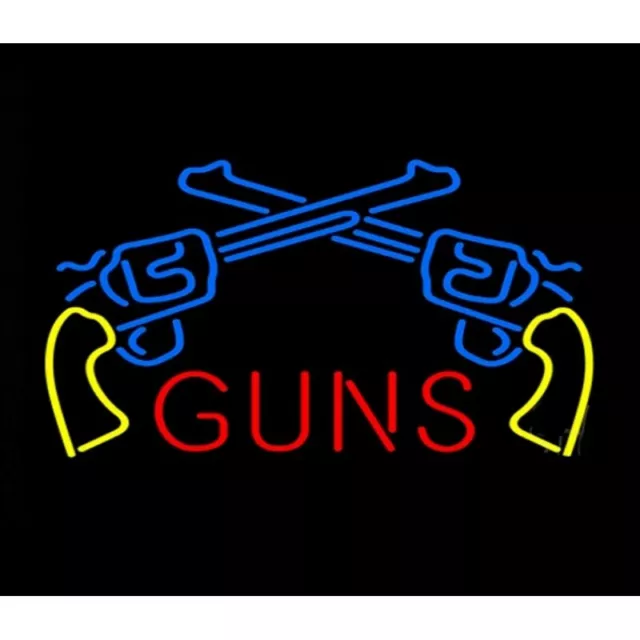 New Guns Ammo Beer Bar Neon Light Sign 24"x20"